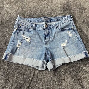 JLO Y2K Light Blue Distressed Jean Shorts